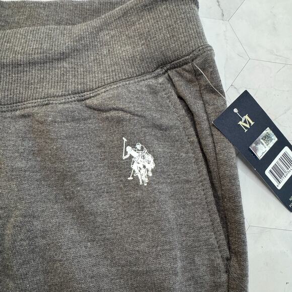 NWT US Polo Assn Womens Sz M Charcoal French Terry Sweatpants Slash Pockets - Picture 12 of 13